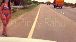 pinky dares full naked streak along busy indian highways turning heads
