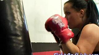 busty teen babes wrestle naked licking pussies in the ring