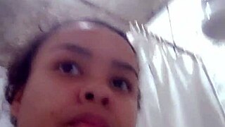 Latina brunette pornstar bathes showing off wet big ass natural tits pussy