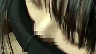 Japanese Teen in Sexy Lingerie Sucks Cock with Upside-Down Gaze Handjob to Mouth Cum