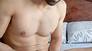 Playing with foreskin jerking huge cock to cum explosion!