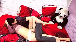 another steamy night with boyfriend's monster cock stretching her petite teen hole