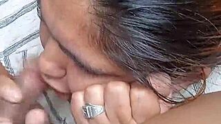 secretly sucking huge cock deep without getting caught