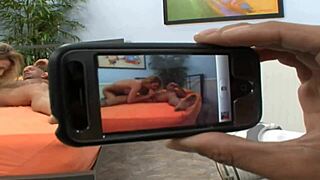 blonde milf slut fucks hard doggystyle while hubby watches gaping ass