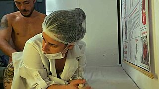 Nurse checks patient's huge erection licks juicy pussy then rough brazilian blowjob