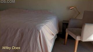 wifey slips into sexy panties trying them on homemade voyeur