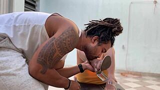 my boyfriend fucked my lil feet til he exploded all over em