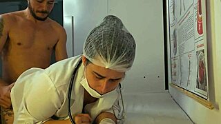 Nurse checks patient's huge erection licks juicy pussy then rough brazilian blowjob