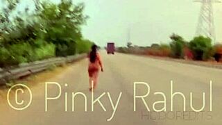 pinky dares full naked streak along busy indian highways turning heads