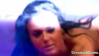 whoa this horny brunette stripper rips clothes and fingers herself wild on stage