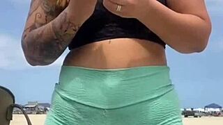 young guy calls friend to double team her swollen beach pussy