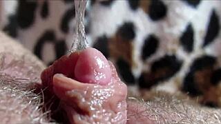 huge clit throbs in explosive orgasm closeup