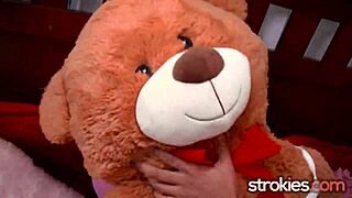 Nerdy ebony Anya Ivy strips lingerie for teasing wet handjob cumshot