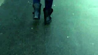 candid blue jeans walking closeup street views