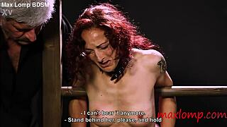 redhead milf's natural tits caned as she screams in pain