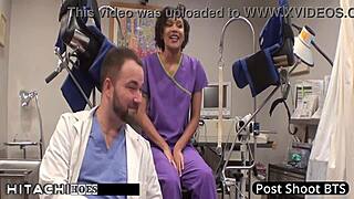 Patient explodes in hitachi orgasm from sexy nurse Jackie Banes!