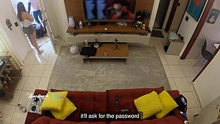 hot wife thay ksada lets delivery man suck big tits on sofa teaser