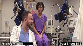 Patient explodes in hitachi orgasm from sexy nurse Jackie Banes!