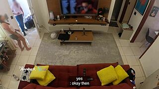 hot wife thay ksada lets delivery man suck big tits on sofa teaser