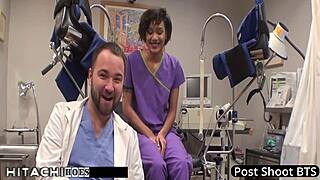 Patient explodes in hitachi orgasm from sexy nurse Jackie Banes!
