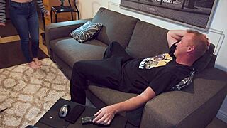 scarlett johnson slurps cock then takes cum in mouth after work