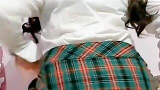 innocent schoolgirl in uniform masturbates her big ass to orgasm on cam