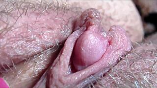 huge clit throbs in explosive orgasm closeup