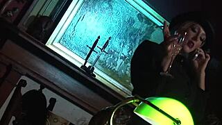 Elegant milf rides monster cock cowgirl on bed in fishnets