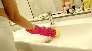 Milf Cleaning Lady Spreads Legs in Your Steamy Bathroom