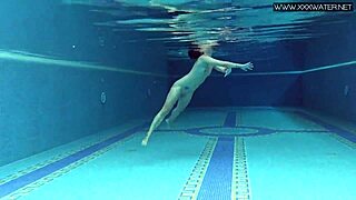 lady dee shy czech teen swims poolside flashing her tight pussy underwater