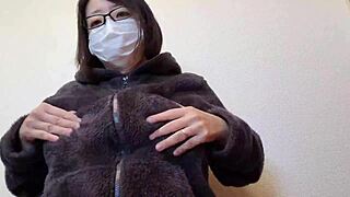 A married bride secretly strokes her huge tits craving more full release