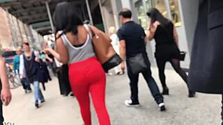 hidden cam catches beautiful ebony ass swaying in candid chocolate glory