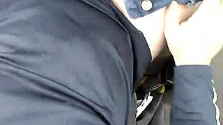 Amber's truck blowjob ends with hot CUM in mouth