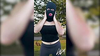 im horny shemale strokin big tits in public park...cant hold backk!!