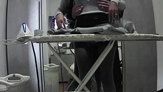 Desperate Housewife Orgasm in Miniskirt Pantyhose at Home