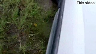 Two hot babes pedal no-panties in rain, voyeur tits bouncing wild!