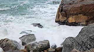 Brenda's pussy lures Saymon to rocks