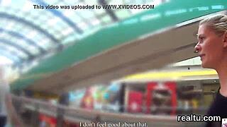 czech babe in mall gets clothes ripped off then fucked hard pov style after striptease