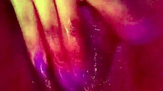 Ebony beauty's pussy throbs as she masturbates to intense squirting orgasm peaks.