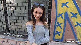 Liz Ocean rides monster cock cowgirl, gets filled doggystyle petite style