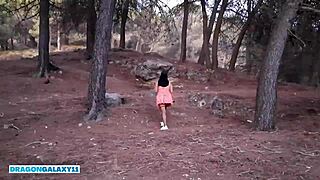 stranger bends petite latina over for public forest creampie fuck
