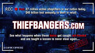 goth shoplifter teen bends for cock while boyfriend watches