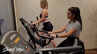 Lesbian Babes Heat Up Gym Then Fuck Wild in Bathroom