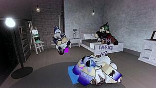 Fontaine Roblox Girls in Wild Futanari Hentai Orgy with Monster Cocks and Big Tits!
