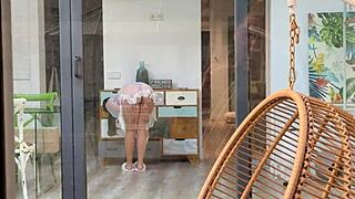 new neighbor spies me jerking while stranger gets blowjob handjob creampie doggystyle cowgirl missionary in dorm