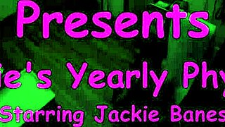 jackie's latex-gloved physical: spreading her latina tits and ass?