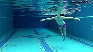 lady dee shy czech teen swims poolside flashing her tight pussy underwater