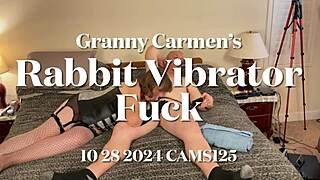 granny carmen goin wild on her rabbit vibrator fuckin hard