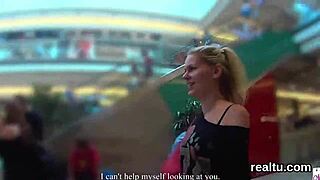 czech babe in mall gets clothes ripped off then fucked hard pov style after striptease