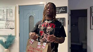 oh no delivery dude youre too hot n now im squirting on that big cock come lick my wet pussy